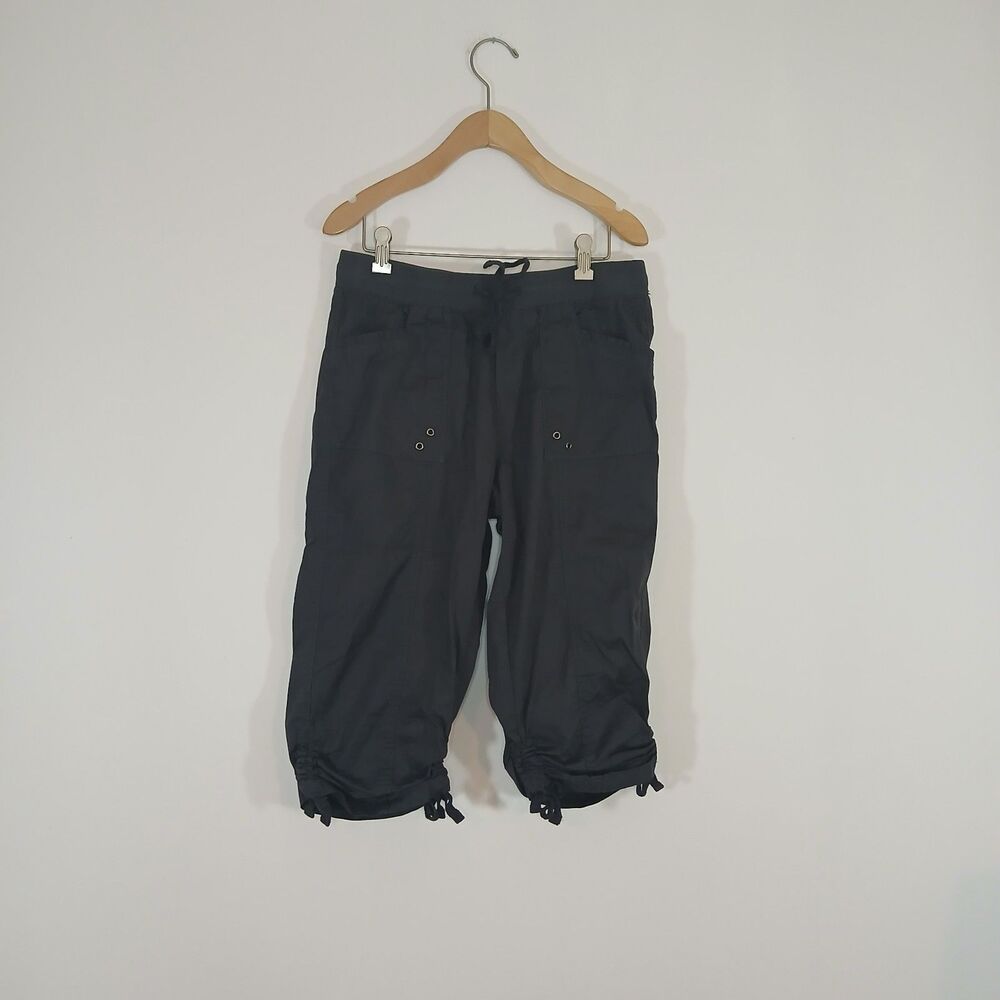 Dash Gray Cargo Capri Pants Small Tie Hem Utility Y2K Casual Streetwear